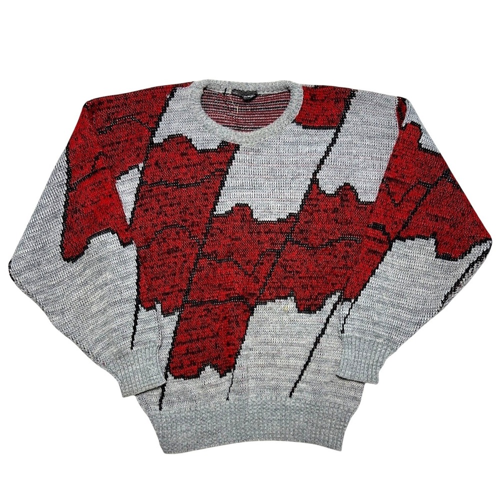 Vintage‎ 80s Tons O Fun Abstract Chunky Knit Sweater Mens Medium USA Made